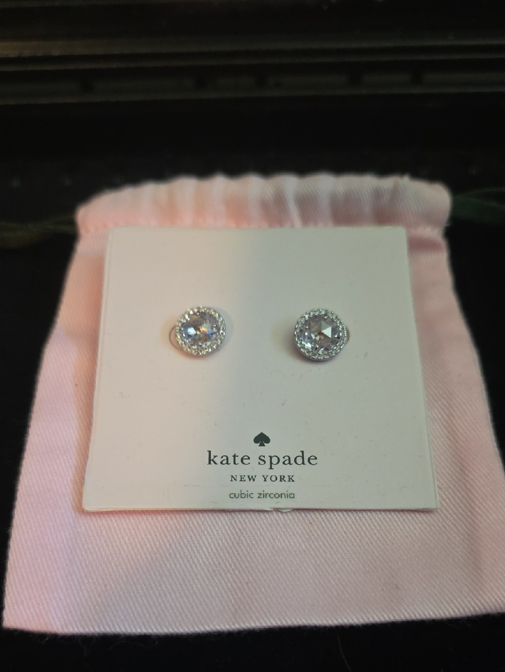 kate spade Clear Crystal Halo Stud Earrings